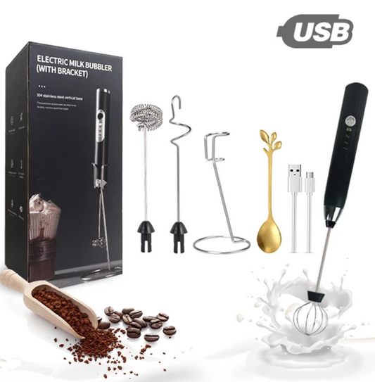 USB Rechargeable Electric Milk Frother, Powerful Handheld Milk Frother, Mini Milk Foamer,Coffee Stirrer, Stainless Steel Drink M