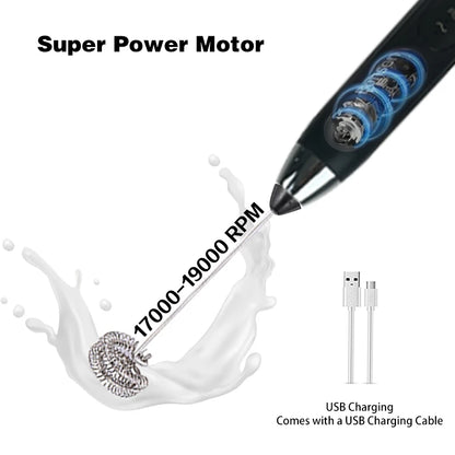 USB Rechargeable Electric Milk Frother, Powerful Handheld Milk Frother, Mini Milk Foamer,Coffee Stirrer, Stainless Steel Drink M