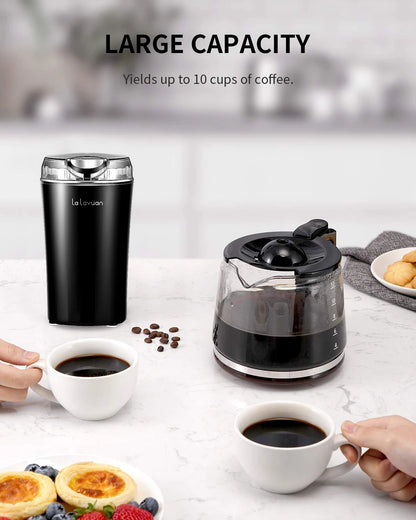 Coffee Bean Grinder Electric, Food Processor, Food Mixer, 200W Powerful Spice Grinder Electric, 12 Cups/2.7oz,with Brush,Black