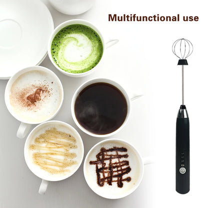 USB Rechargeable Electric Milk Frother, Powerful Handheld Milk Frother, Mini Milk Foamer,Coffee Stirrer, Stainless Steel Drink M