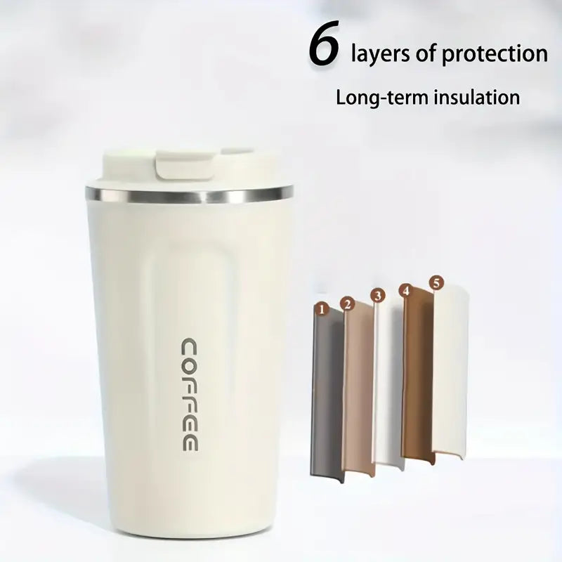 1pc 510ml/17.25oz Stainless Steel Coffee Bottle With Temperature Display, Reusable Vacuum Insulated Coffee Cup, Portable For Office, Outdoor Sports, Fitness, Travel