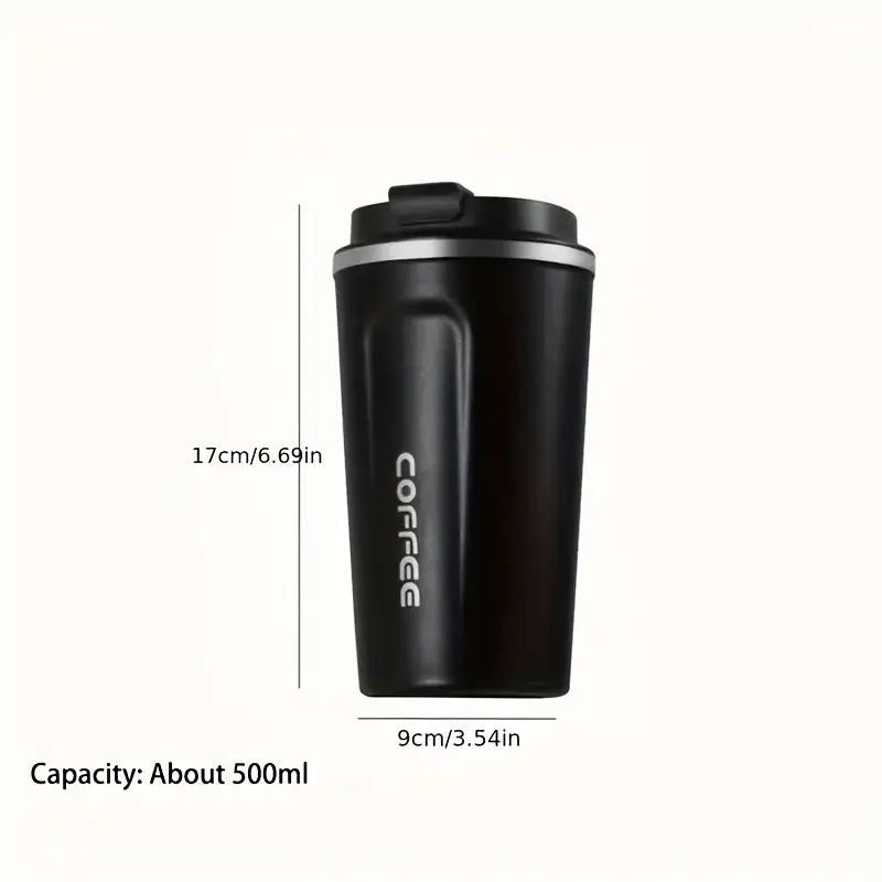 1pc 510ml/17.25oz Stainless Steel Coffee Bottle With Temperature Display, Reusable Vacuum Insulated Coffee Cup, Portable For Office, Outdoor Sports, Fitness, Travel