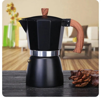 Collection 150ml 300ml Vintage Wooden Handle Espresso Maker Moka Pot Classic Italian Cafe Tools Kitchen Cafe